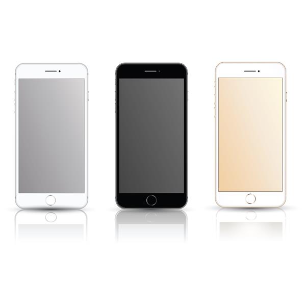 کلکسیون واقعی گوشی های تلفن همراه جدید مدل های مدل iphon با صفحه خالی جدا شده در پس زمینه سفید وکتور برای چاپ و المان وب ماکت بازی و برنامه