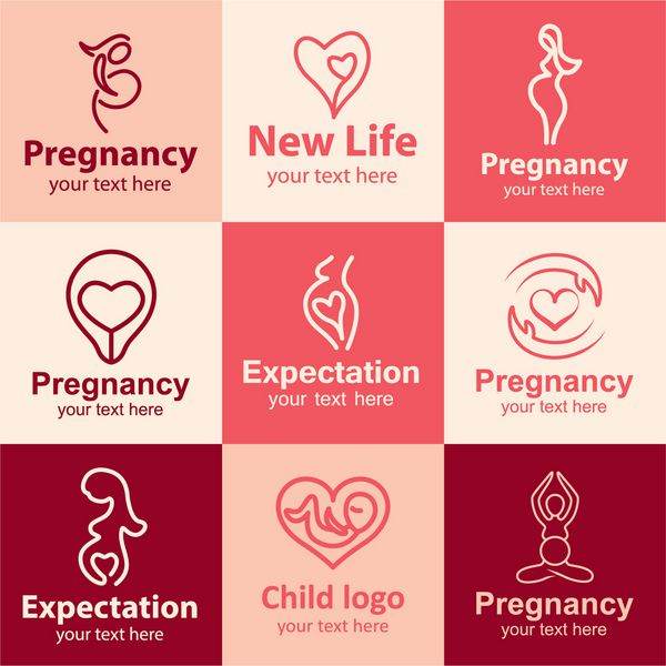 آیکون های تخت بارداری ایده های لوگوی برند را تنظیم می کند