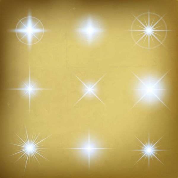 مجموعه وکتور مفهومی خلاقانه از ستارگان افکت نور درخشش با جرقه های جدا شده در پس زمینه مشکی طراحی هنری الگوی تصویری بنر جشن کریسمس پرتو انرژی فلش جادویی