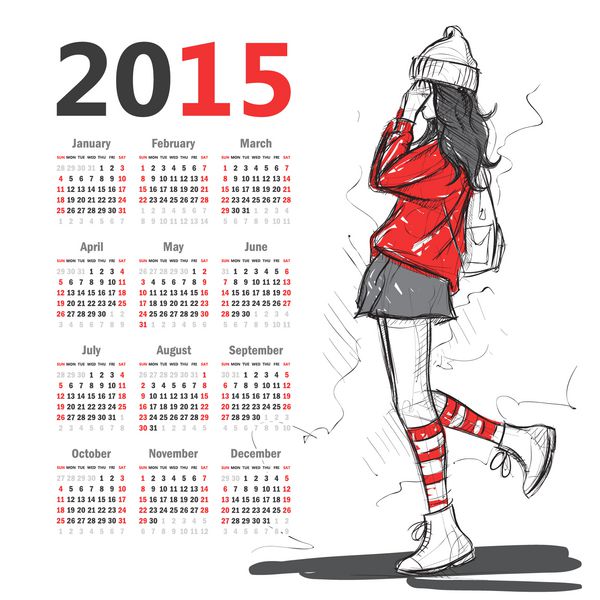 تقویم 2015 با دختر مد