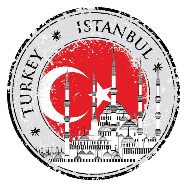 تمبر لاستیکی گرانج با کلمات استانبول بوقلمون داخل وکتور