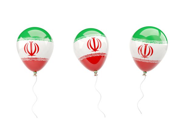بالن های هوا با پرچم ایران جدا شده روی سفید