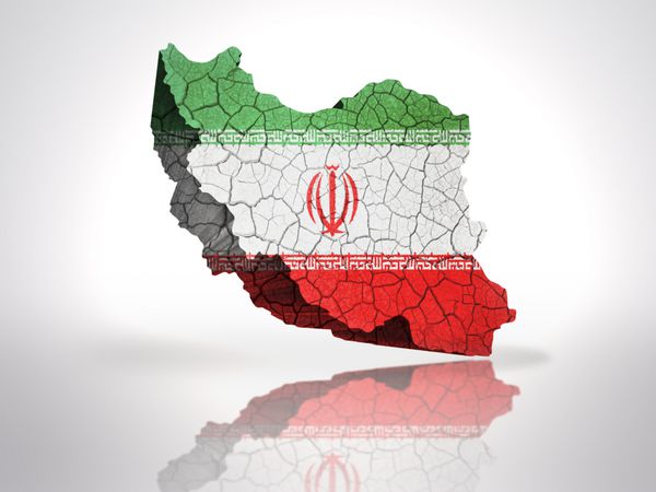 نقشه ایران با پرچم ایران در زمینه سفید