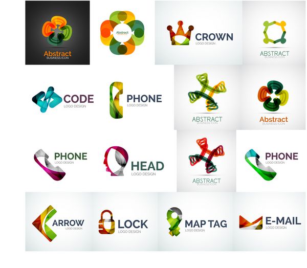 مجموعه وکتور انتزاعی لوگوی شرکت - مجموعه بزرگی از لوگوتایپ های شرکت های تجاری