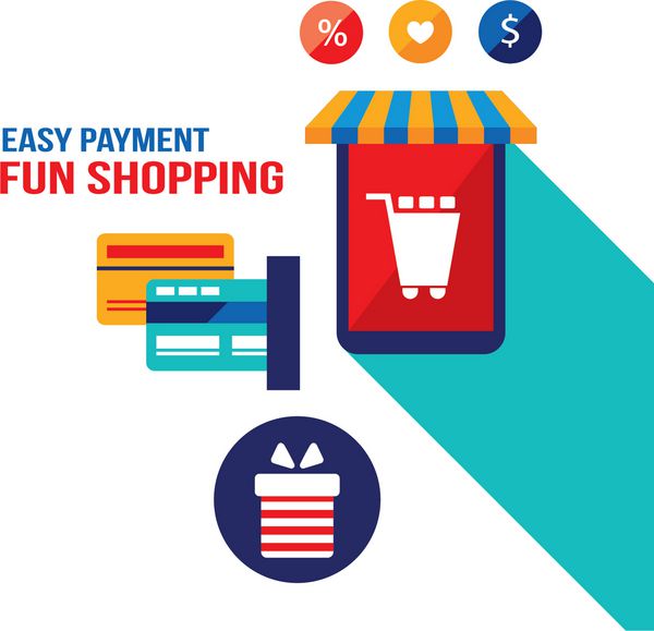 خرید آسان مفهوم تجارت الکترونیک خرید آنلاین و پرداخت کارت بانکی وکتور