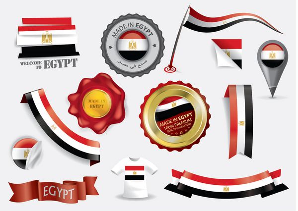 ساخته شده در مجموعه مهر مصر پرچم مصر هنر برداری