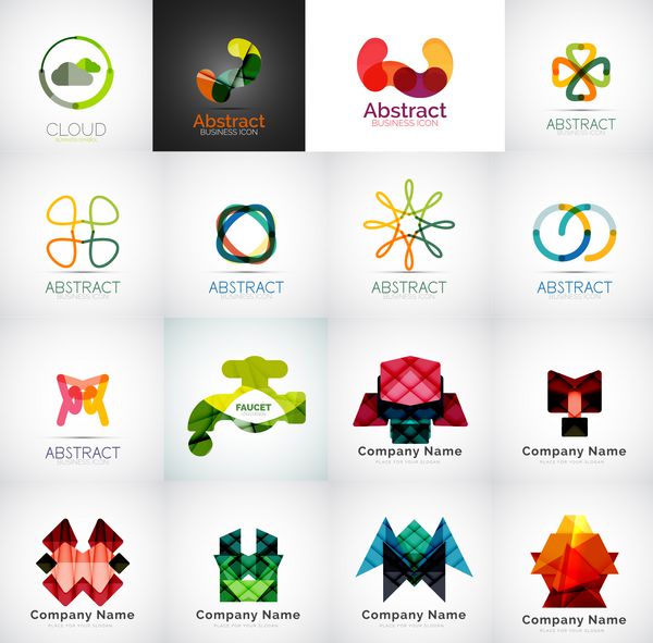 مجموعه وکتور انتزاعی لوگوی شرکت - مجموعه بزرگی از لوگوتایپ های شرکت های تجاری