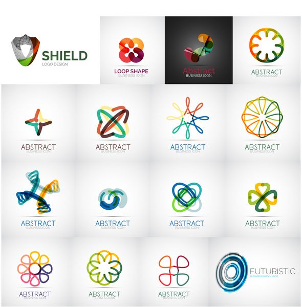مجموعه وکتور انتزاعی لوگوی شرکت - 16 لوگوی تجاری مختلف مدرن وب شرکتی