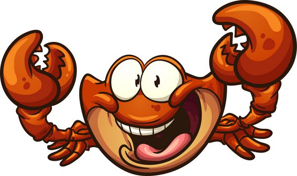 خرچنگ کارتونی شاد وکتور وکتور کلیپ آرت با شیب های ساده همه در یک لایه