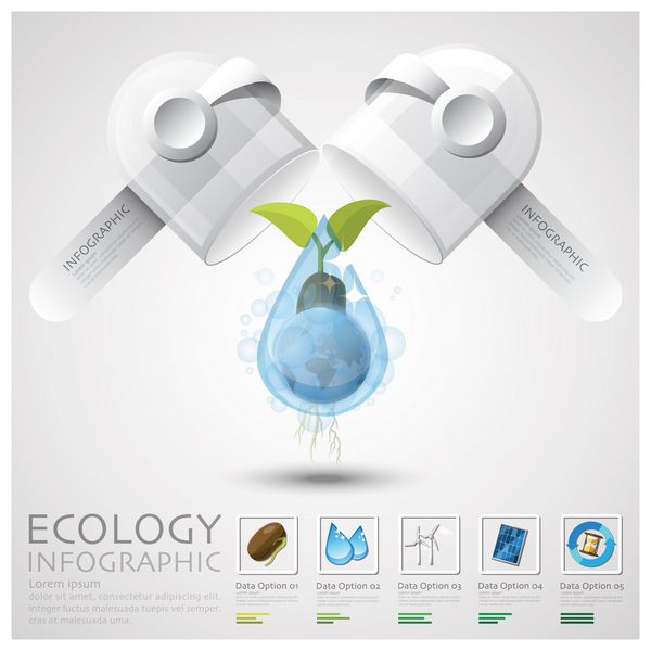 الگوی طراحی اینفوگرافیک جهانی اکولوژی و محیط زیست کپسول قرص