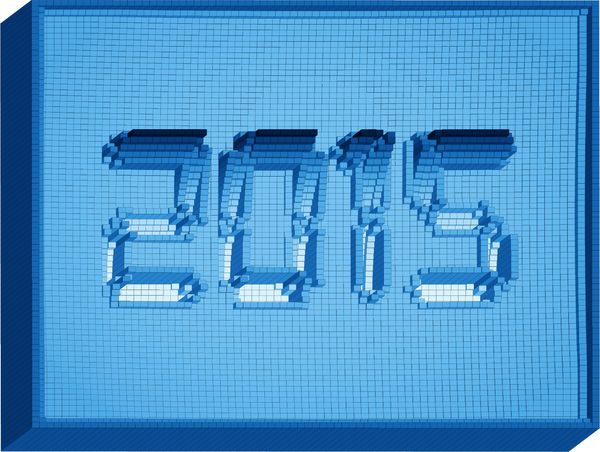 بردار سال 2015 به شکل بلوک مربع آبی طراحی انتزاعی سه بعدی