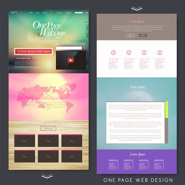 قالب طراحی یک صفحه وب سایت رنگارنگ به سبک مدرن