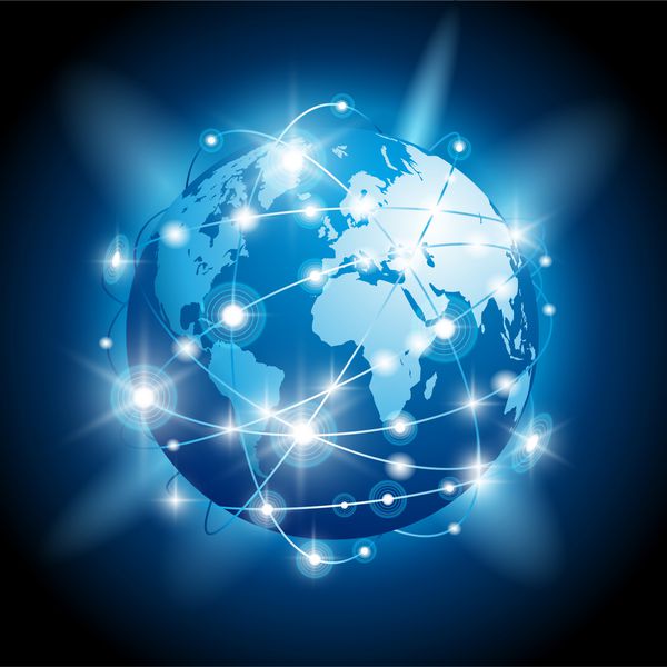 مفهوم اینترنتی تجارت جهانی وکتور