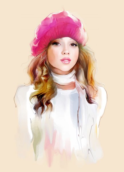 دختر جوان با کلاه صورتی زمستانی