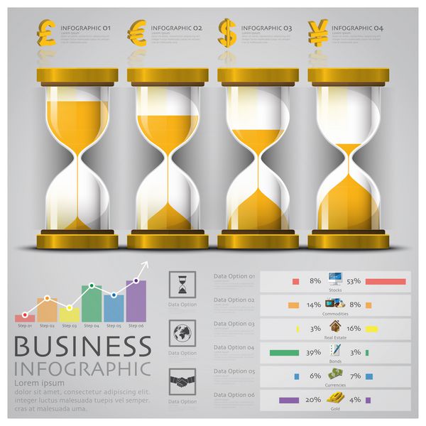 قالب طرح اینفوگرافیک پول و کسب و کار مالی sandglass