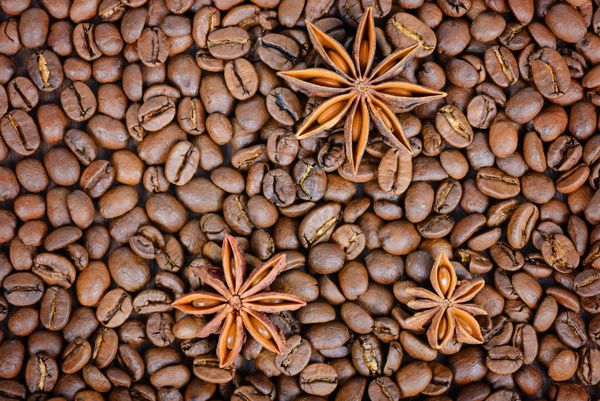 دانه های قهوه بو داده با انیسون ستاره ای