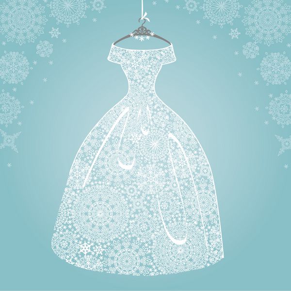 لباس دوش عروس کارت دعوت زمستانی لباس عروسی روباز پارچه برف