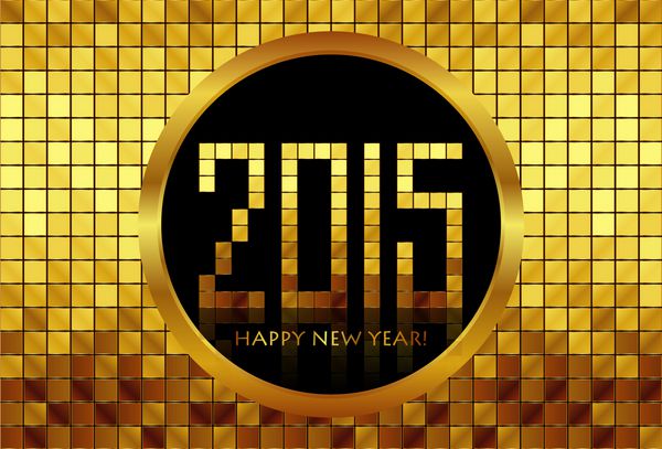 وکتور - سال نو مبارک 2015 - پس زمینه موزاییک طلایی