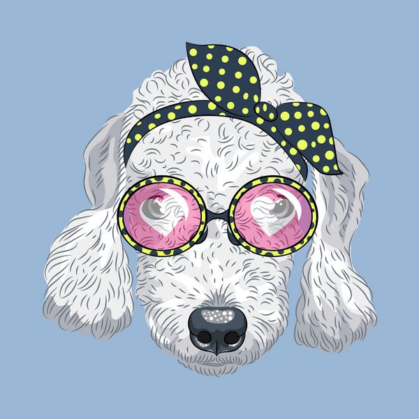 وکتور سگ هیپستر نژاد بدلینگتون تریر در عینک و هدبند