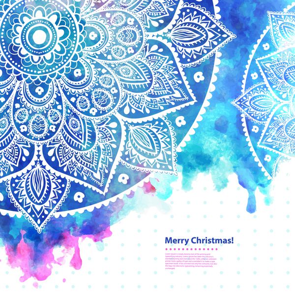زیور آلات هندی زیبا با پس زمینه آبرنگ می تواند به عنوان کارت تبریک کریسمس استفاده شود