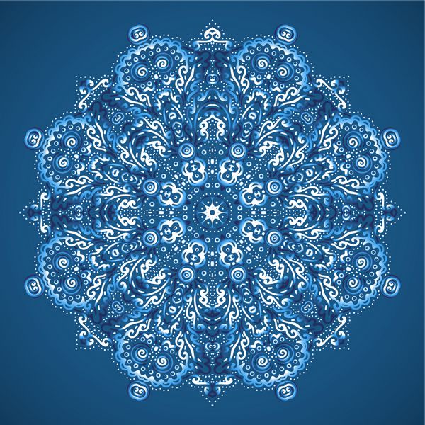 طرح دایره‌ای پر برف به سبک گل‌های روسی - وکتور