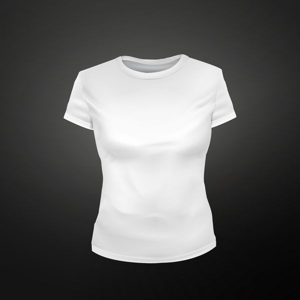 تی شرت زنانه سفید در پس زمینه مشکی