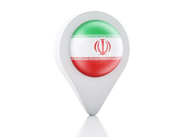 نشانگر نقشه سه بعدی نماد پرچم ایران در پس زمینه سفید