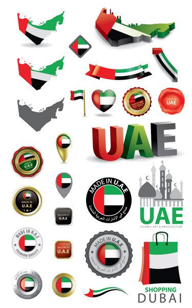 ساخت امارات متحده عربی نقشه امارات متحده عربی مجموعه پرچم و مهر هنر برداری