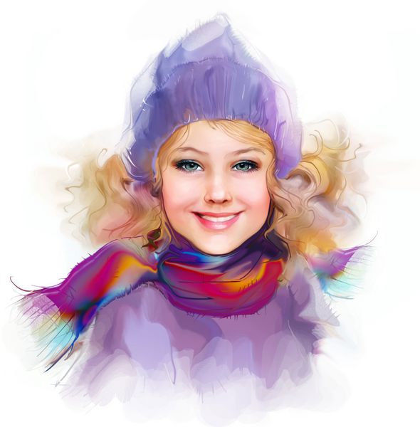 دختر زیبای زمستانی با لباس گرم