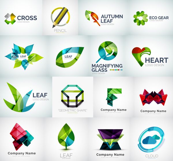 مجموعه وکتور انتزاعی لوگوی شرکت - 16 لوگوی تجاری مختلف مدرن