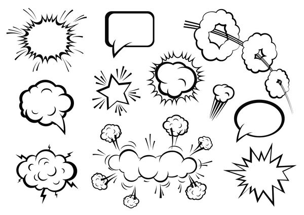 وکتور کمیک بوم یا انفجار انفجار و مجموعه افکت های کمیک