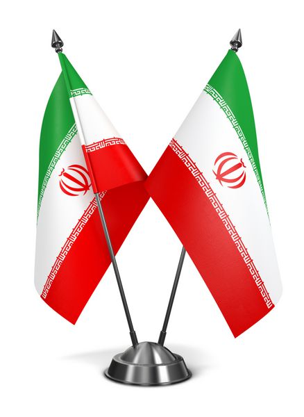 جمهوری اسلامی ایران - پرچم های مینیاتوری جدا شده در زمینه سفید