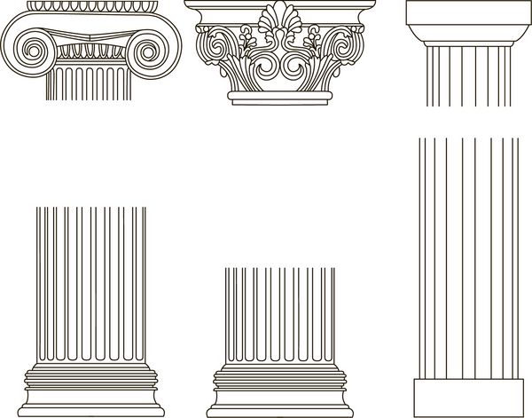 مجموعه ای از ستون یونانی به سبک قدیمی وکتور