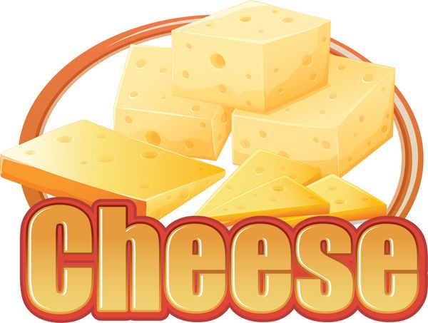 پنیر در اندازه های مختلف در زمینه سفید