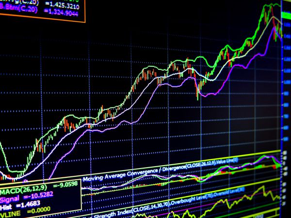 نمودارهای مقاصد مالی روی مانیتور کامپیوتر