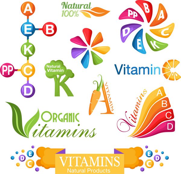 نمادها نمادها و برچسب های ویتامین برای طراحی