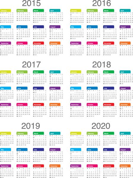 تقویم ساده 2015 2016 2017 2018 2019 2020
