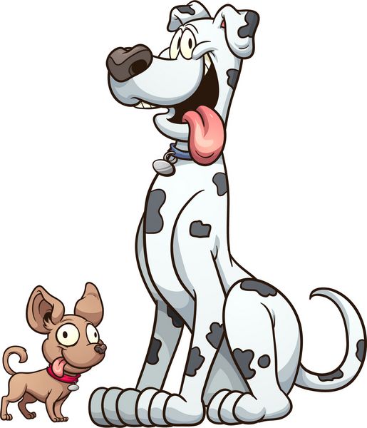 کارتونی سگ های بزرگ دین و چیهواهوا وکتور وکتور کلیپ آرت با شیب های ساده هر کدام در یک لایه جداگانه