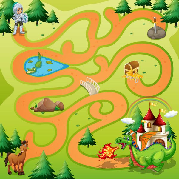 تخته بازی ماز با موضوع جنگجو و اژدها