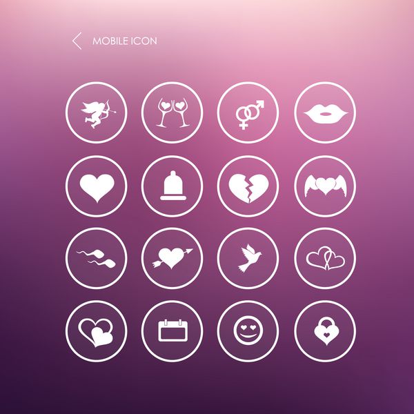نمادهای موبایل روز مجموعه نمادهای عشق در اینترنت بردار تصویر