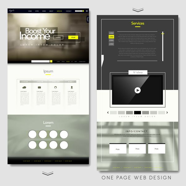 طراحی قالب وب سایت یک صفحه ای با پس زمینه تار