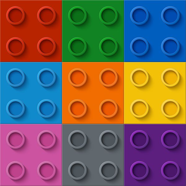 الگوی وکتور بدون درز کامل قطعات پلاستیکی کودکان 9 رنگ
