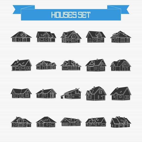 مجموعه وکتور خانه ها و کلبه های مختلف برای طراحی شما
