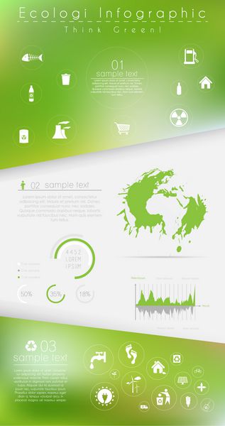 مجموعه گرافیکی اطلاعات اکولوژی انرژی سبز - صنعت انرژی - نمودارها نمادها عناصر گرافیکی