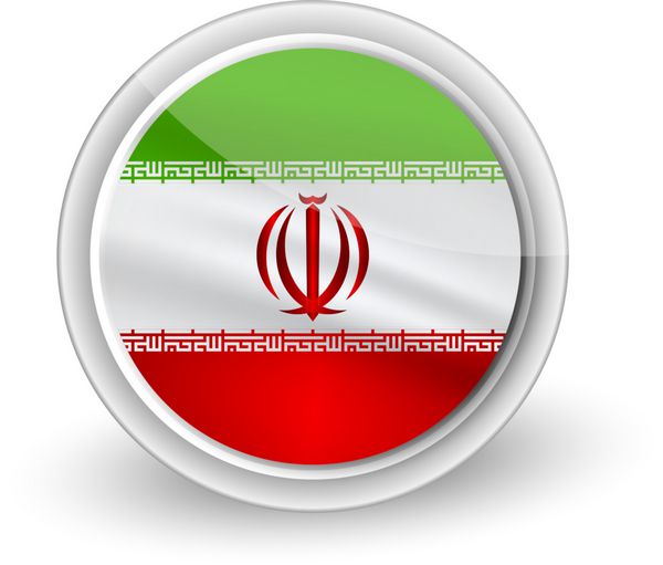 وکتور گرد نماد دکمه پرچم ایران در حال اهتزاز
