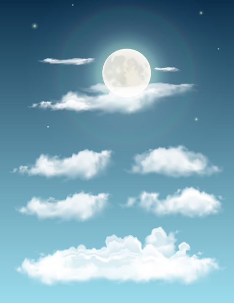 ابرهای واقعی شفاف آسمان شب با ماه و ابر