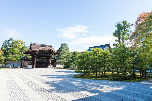 باغ ذن در معبد در کیوتو ژاپن