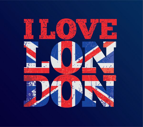 تصاویر وکتور طرح تی شرت I love london گرافیک تی شرت