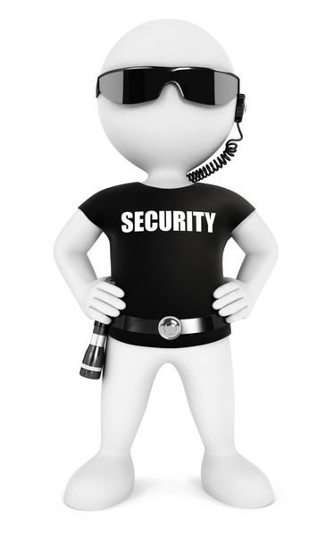 گارد امنیتی سه بعدی سفیدپوستان پس زمینه سفید جدا شده تصویر سه بعدی