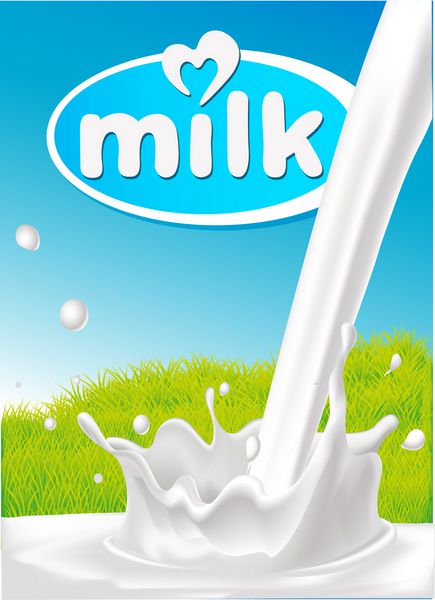 طرح شیر با پاشیدن شیر چمن سبز و زمینه آبی